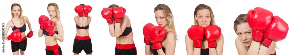 Woman boxer on white background Woman boxer on white background