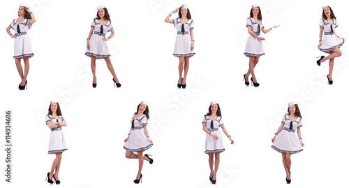 Wallpaper Mural Collage of woman sailor isolated on white Torontodigital.ca