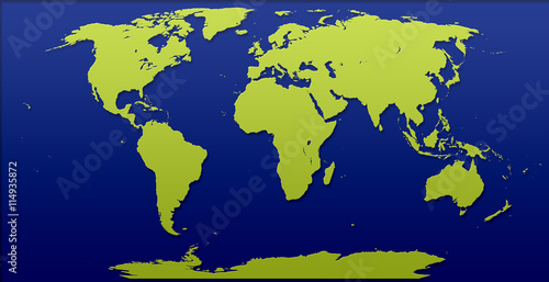 World Map Illustration yellow blue color cut out effect effects