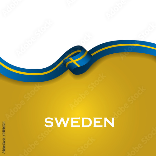 Sweden sport style flag ribbon classic style. Vector Illustration