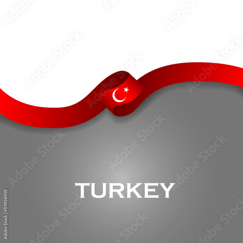Turkey sport style flag ribbon classic style. Vector Illustration