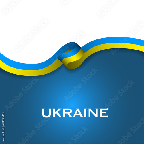 Ukraine sport style flag ribbon classic style. Vector Illustration