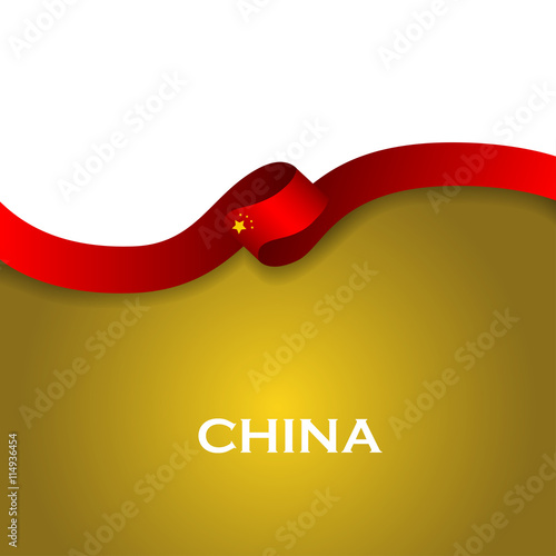 China sport style flag ribbon classic style. Vector Illustration
