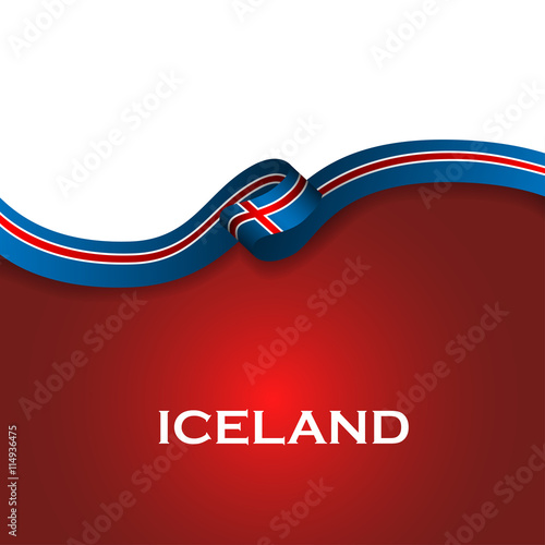 Iceland sport style flag ribbon classic style. Vector Illustration