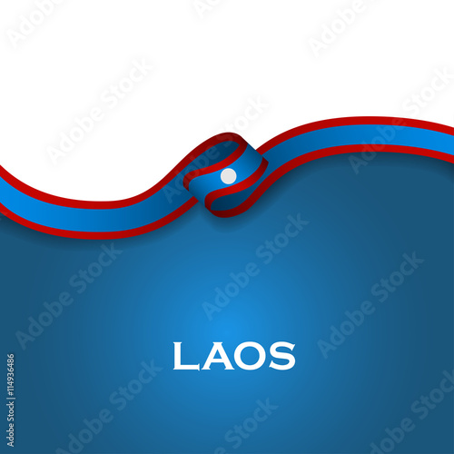 Laos sport style flag ribbon classic style. Vector Illustration