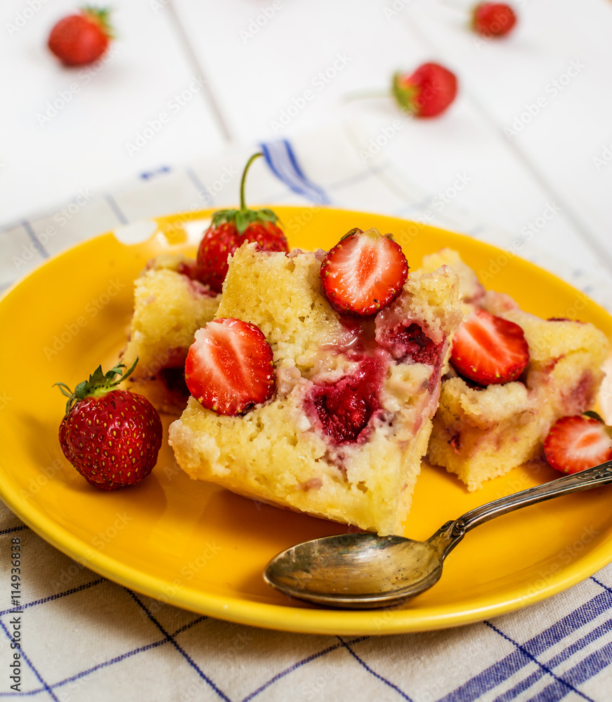 Traditional pie with strawberry