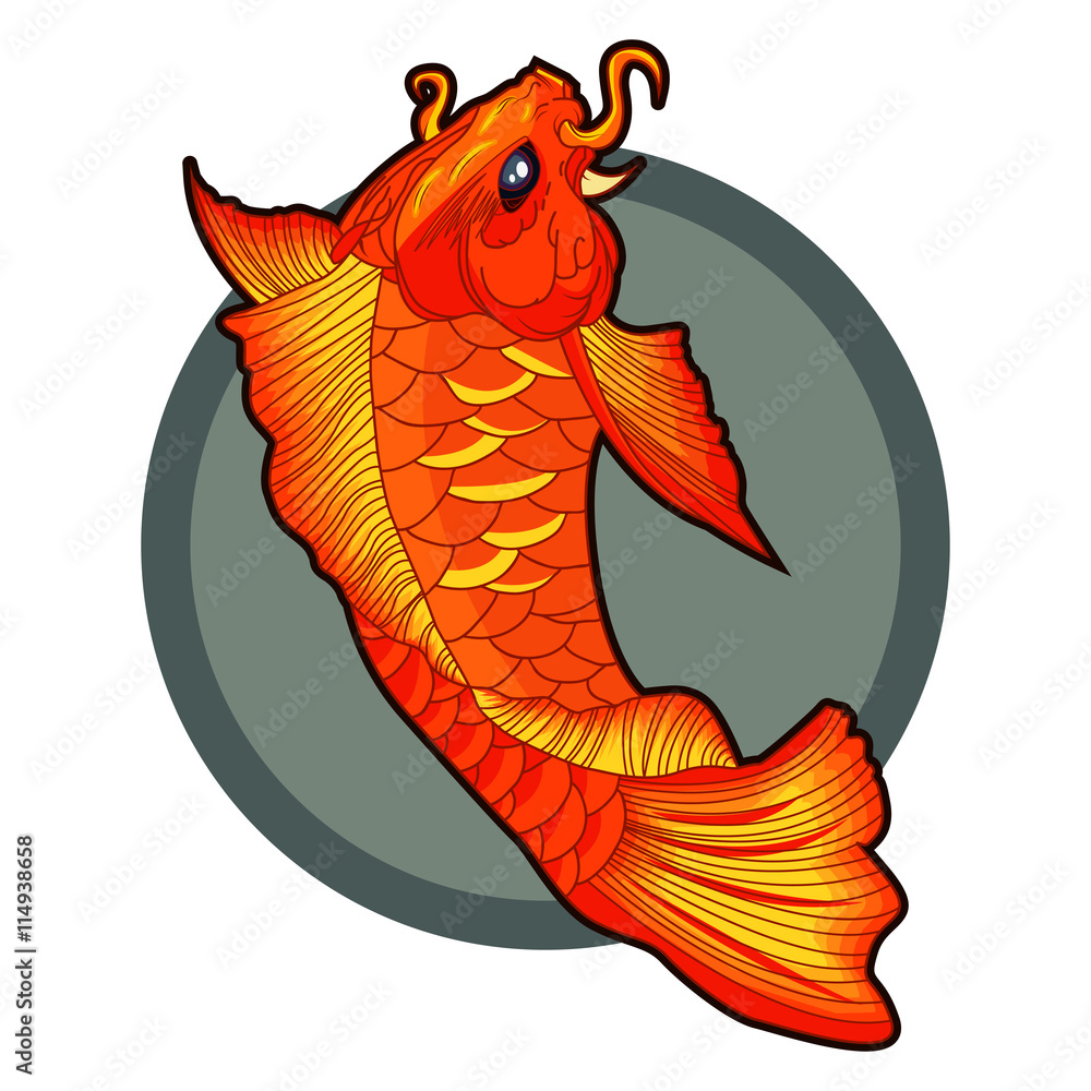 hand drawn koi fish tattoo. beautiful vector illustration of orange koi  fish. Stock Vector | Adobe Stock