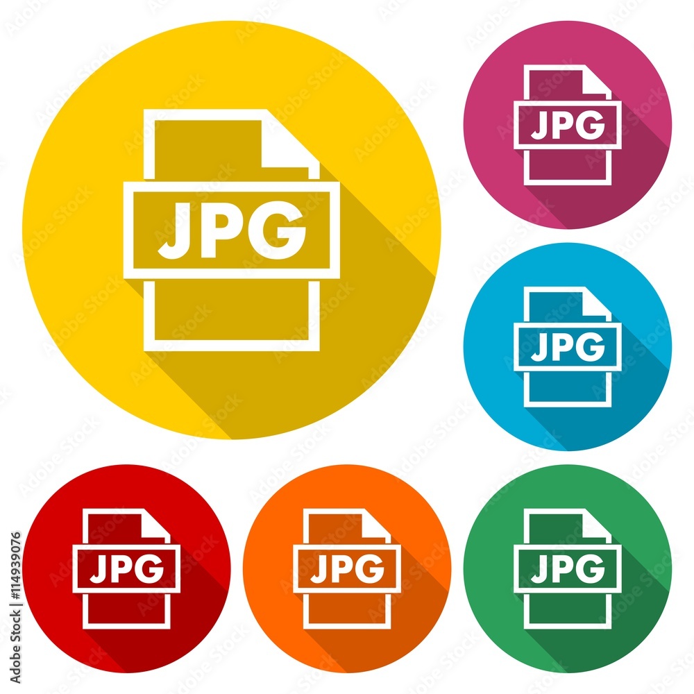 JPG file format square flat icons set JPG file format square flat icons set