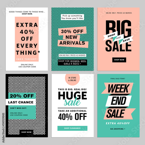 Social media banners pack. Vector illustrations for website and mobile website banners, posters, email and newsletter designs, ads, coupons, promotional material.