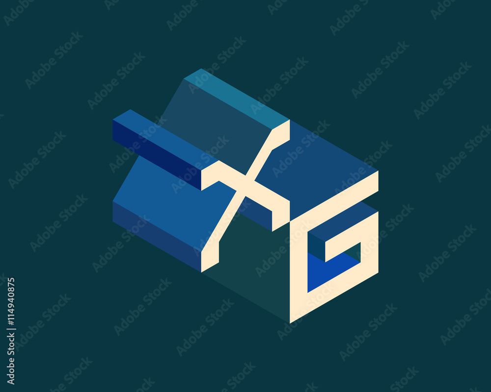 XG isometric 3D letter logo. three-dimensional stock vector alphabet font typography design. XG isometric 3D letter logo. three-dimensional stock vector alphabet font typography design.