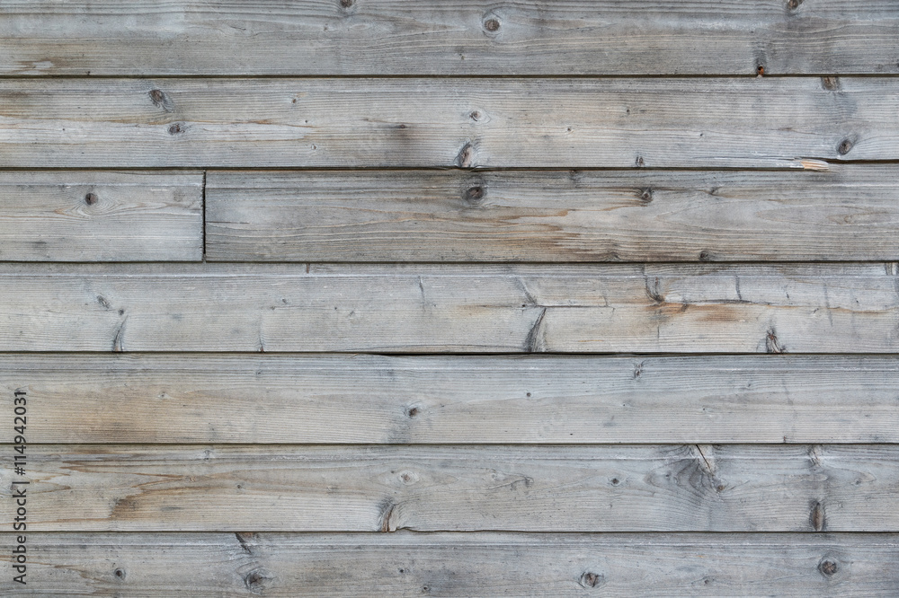Naklejka premium Altes Holz, Bretterwand, grunge, Hintergrund, verwitterte Holzfläche, ausgeblichen, Holzschutz, Naturmaterialien, Vertäfelung