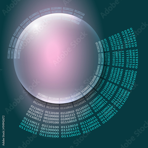 Vector abstract background and binary code and transparent bubbl