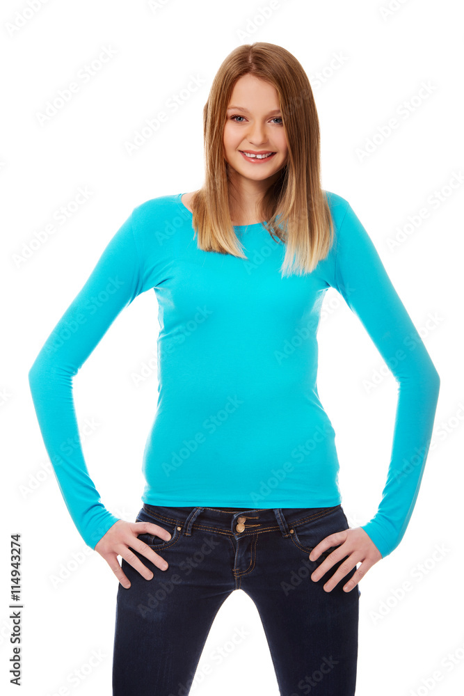 Young woman with toothy smile Young woman with toothy smile