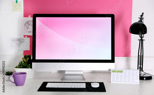 Stylish workplace with comp...