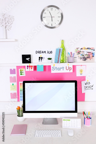 Stylish workplace with comp...