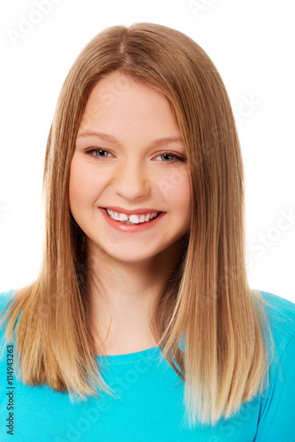 Young woman with toothy smile