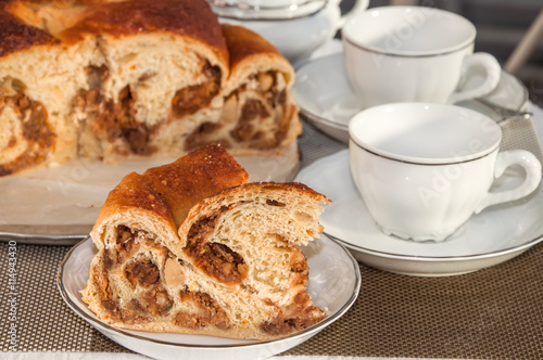 Good piece of typical italian flavorous cake La Gubana.