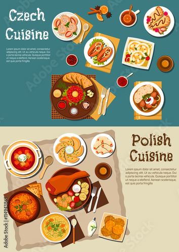 Polish and czech pub dinners with beer flat icon