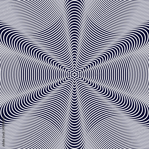 Moire pattern, op art vector background. Hypnotic backdrop with