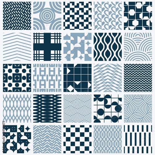 Fotografi Collection of vector abstract seamless compositions, symmetric o