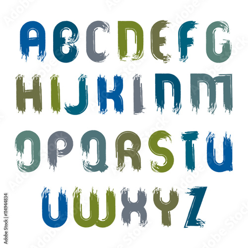 Vector hand-painted smear capital letters isolated on white back