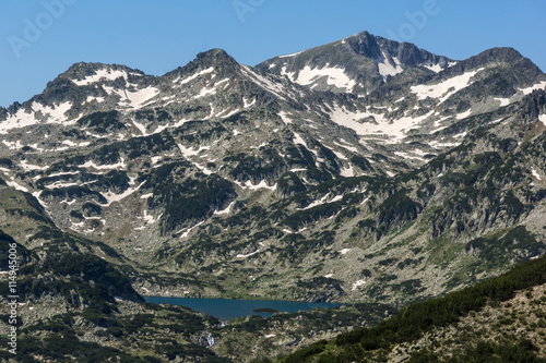 Panoramic view of Popovo lake and Dzhangal peak in Pirin Mountain  Bulgaria