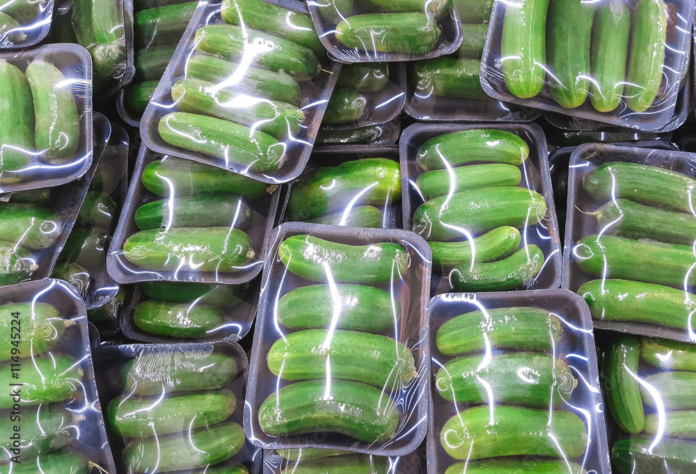 Fototapeta premium ripe cucumber in package