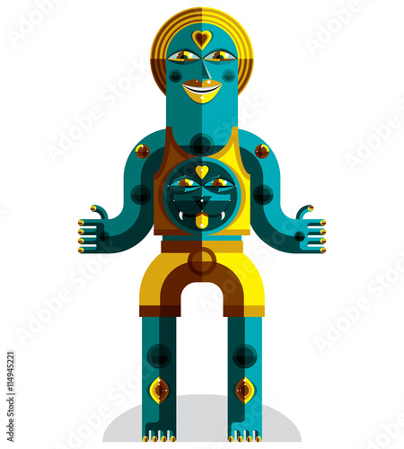 Vector illustration of bizarre modernistic avatar, odd beast, cu