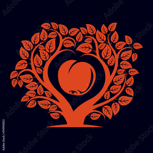 Vector illustration of tree with leaves and branches in the shap