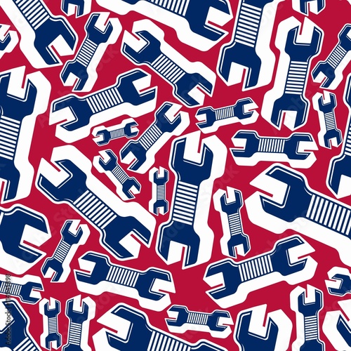 Continual background with classic wrenches. Work tools, vector s