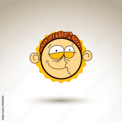 Vector graphic drawing of personality face, bizarre male portrai