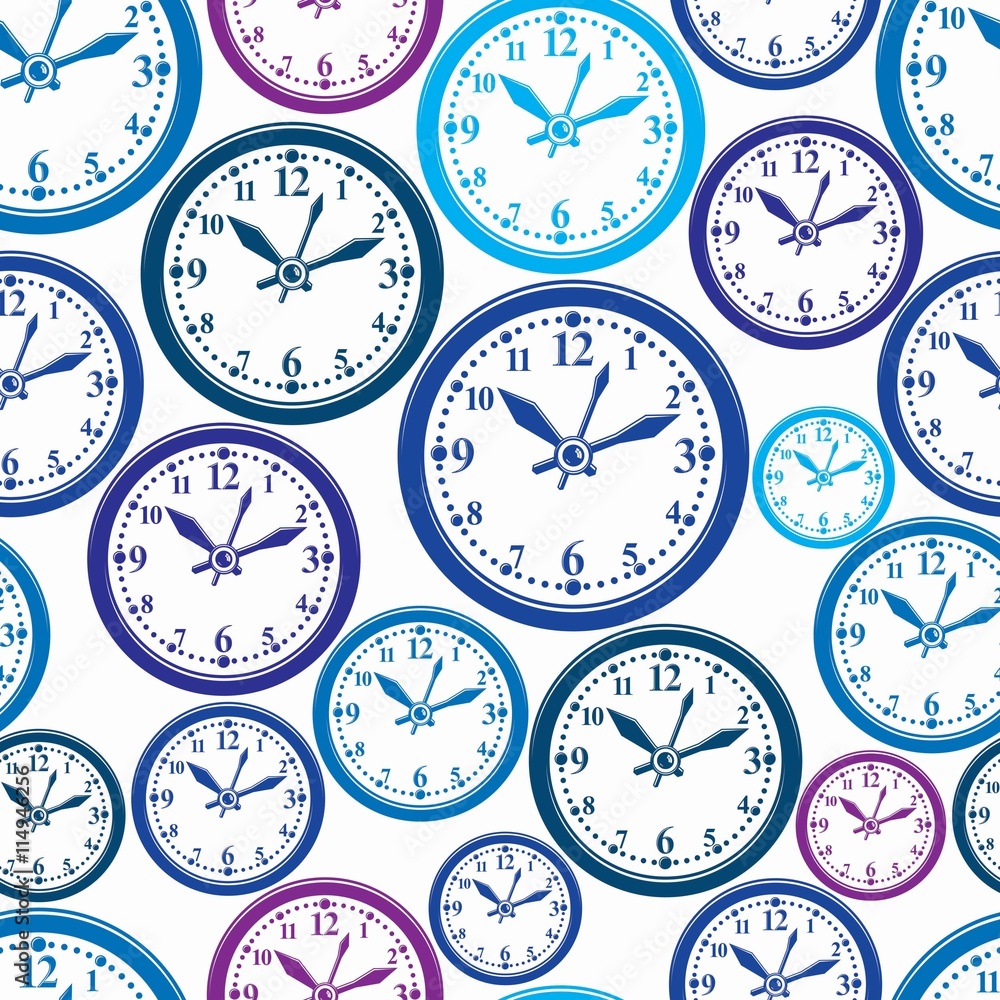 Seamless vector pattern with clocks, wake up idea. Simple timers Seamless vector pattern with clocks, wake up idea. Simple timers