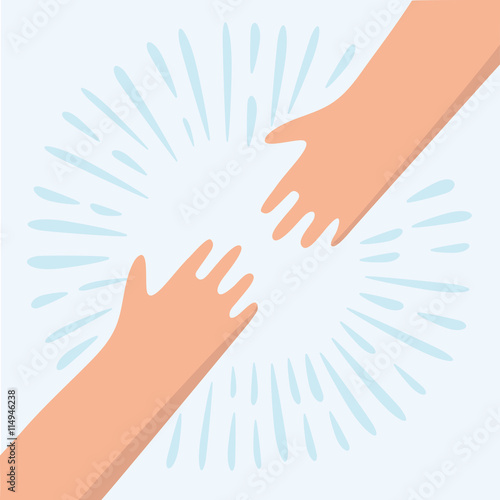 Two hands helping hand to a friend