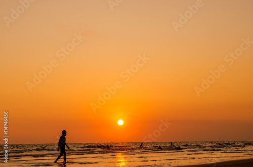 Beautiful sunset on the beach © Khwanchai