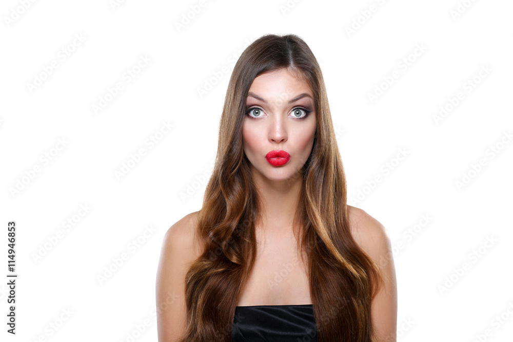 Portrait of beautiful young woman . Isolated on white background Portrait of beautiful young woman . Isolated on white background