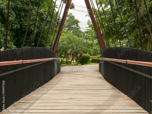 Steel is basically a wooden suspension bridge is located along the lagoon