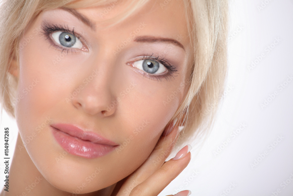 Close up portrait of beautiful young woman face Close up portrait of beautiful young woman face