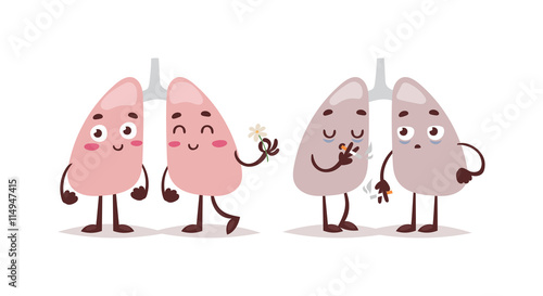 Smoke kill stop smoking no tobacco day vector concept. Tobacco danger cigarette health smoke kill lungs characters. Smoke kill toxic, disease illness lungs warning creative respiratory care.