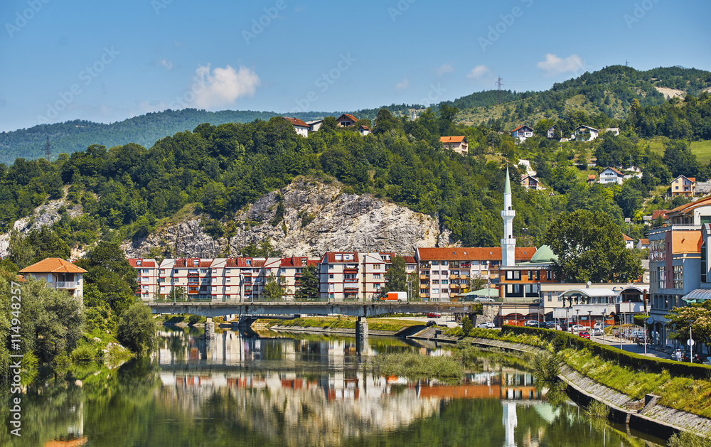 View of Konjic on Neretva river