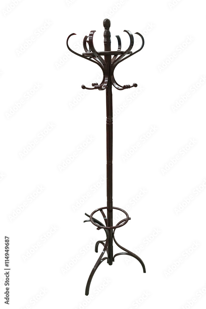 wooden coat rack isolated on white background wooden coat rack isolated on white background