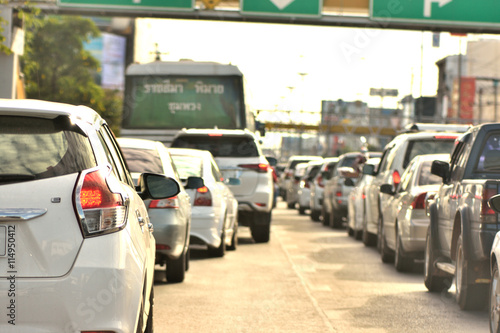 Traffic jams in Nakhonratchasima, Thailand.