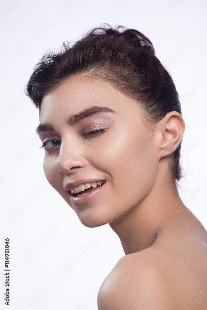 pretty woman looking at camera isolated on white pretty woman looking at camera isolated on white