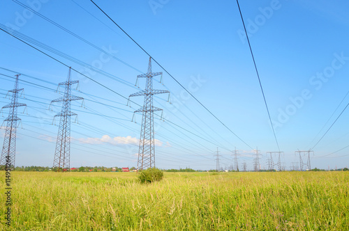Power line in the countryside. © konstan