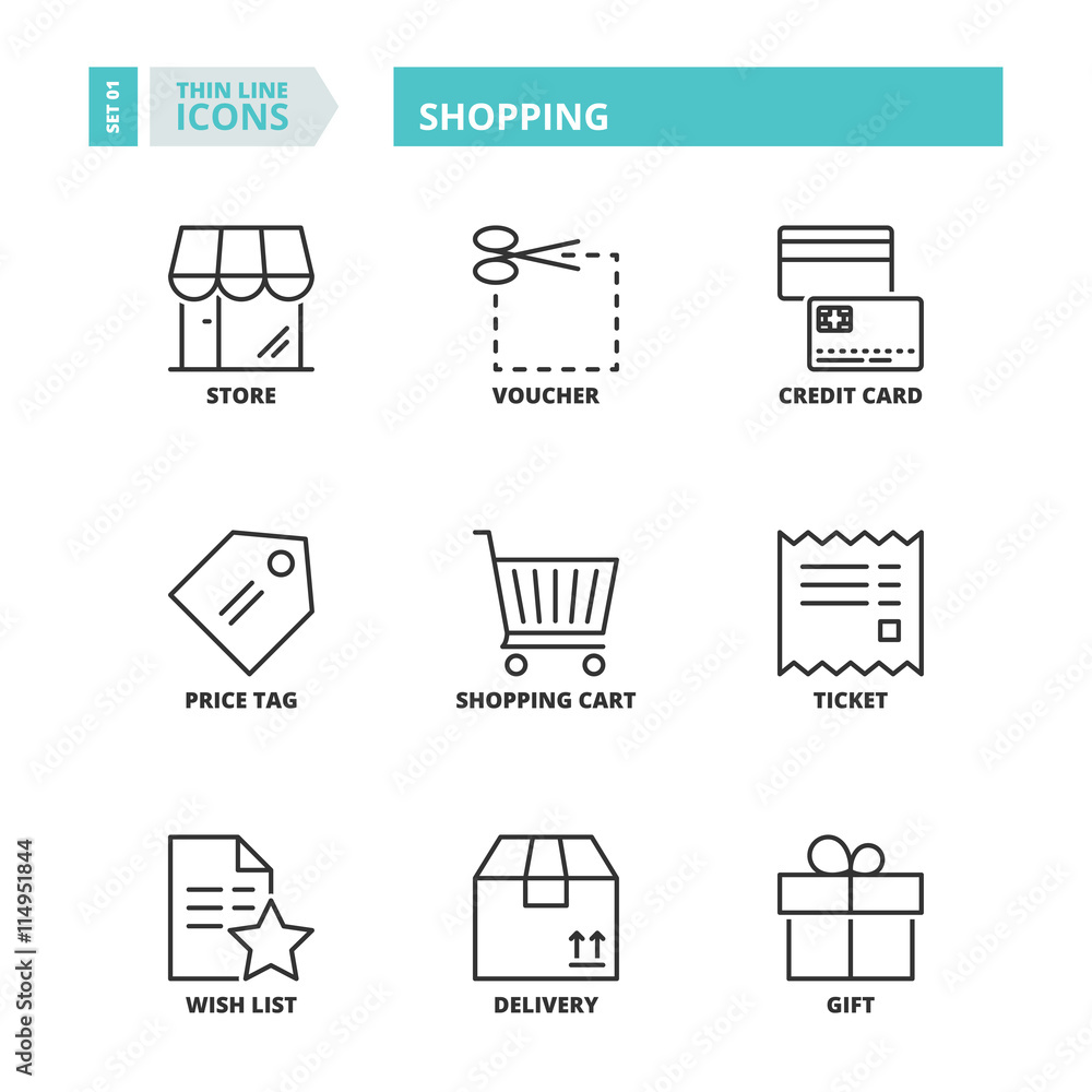 Thin line icons. Shopping Thin line icons. Shopping