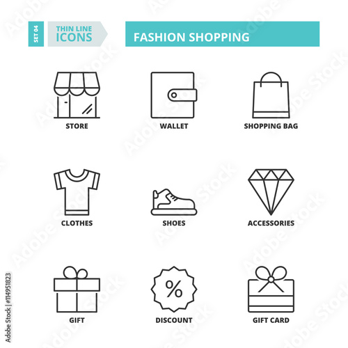 Thin line icons. Fashion shopping