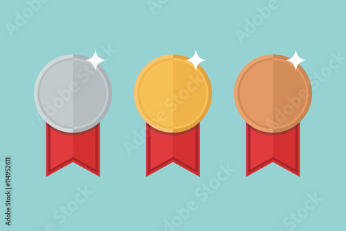 Medal set vector. Gold medal, silver medal, bronze medal.