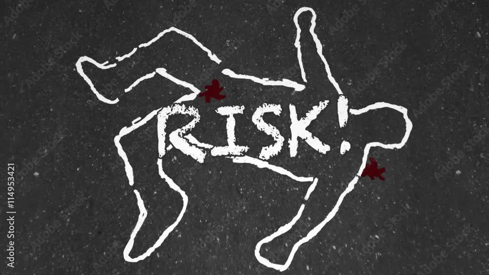 Risk Chalk Outline Dangerous Hazard Injury Death Animation Stock Video