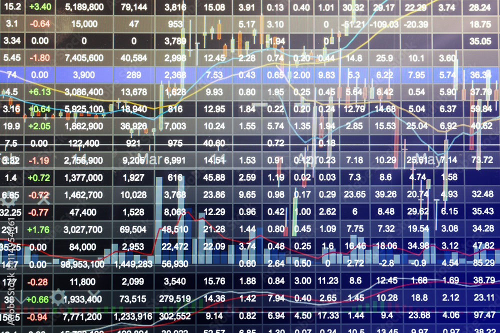 Stock market chart on LED display concept Stock market chart on LED display concept