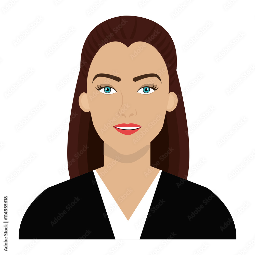 avatar business woman wearing colorful shirt front view over isolated background, business concept, vector illustration avatar business woman wearing colorful shirt front view over isolated background, business concept, vector illustration