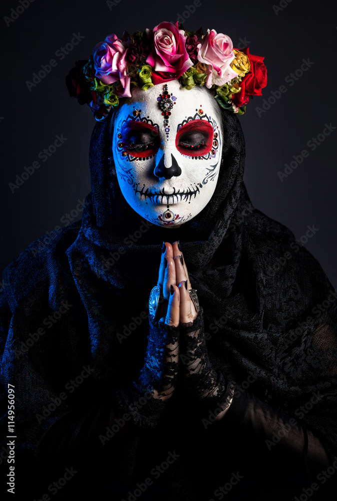 Sugar skull girl with flowers Sugar skull girl with flowers